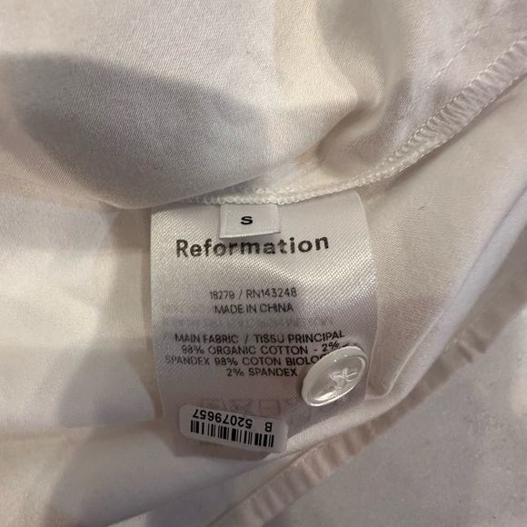 Reformation Tie Front White Button-Up Women's Top - Picture 6 of 6